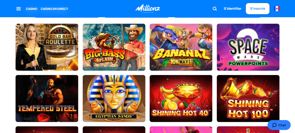millionz casino : catalogue de jeux