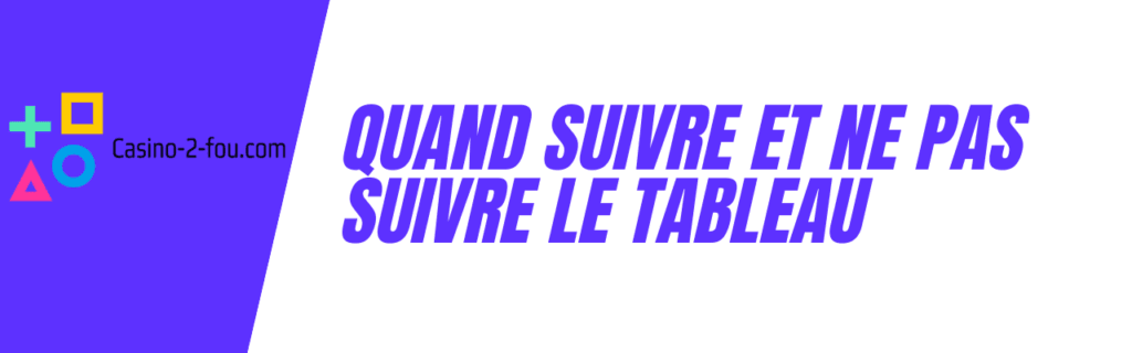 quand suivre et ne pas suivre le tableau