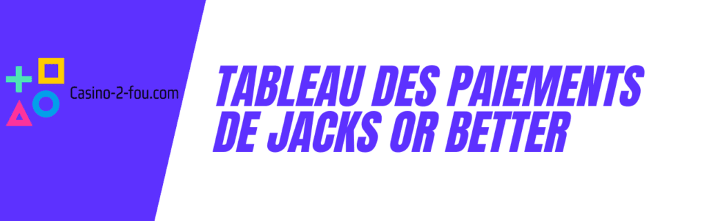 Tableau des Paiements de Jacks or Better