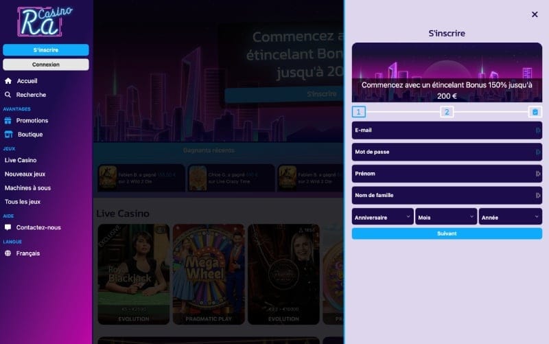 RA Casino test