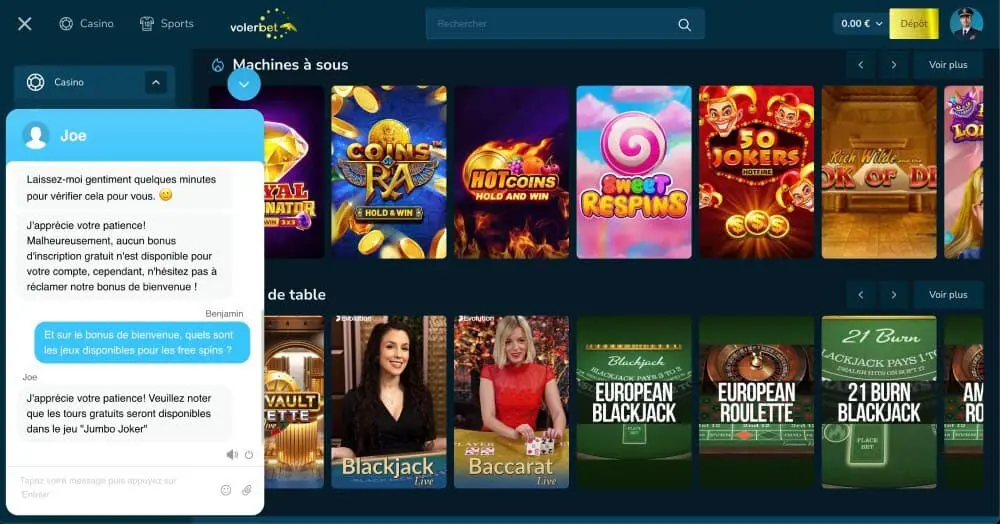 jeux Volerbet casino